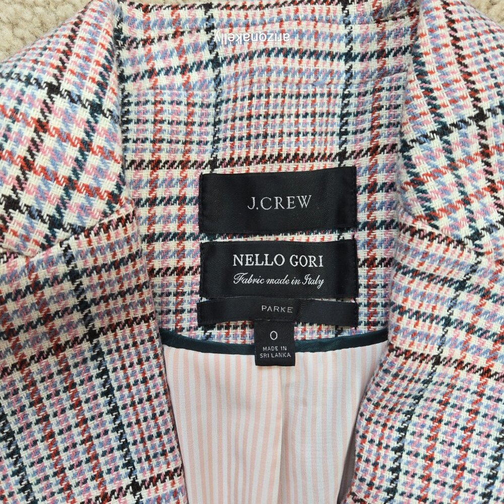 J. Crew Parke Blazer in Ivory Plaid Italian Wool Size 0 - Picture 3 of 13